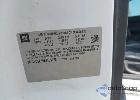 2014 Chevrolet Impala Limited Ltz z USA, uszkodzony, nr VIN 2G1WC5E30E1105773